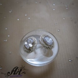 Сребърни обеци с циркони - Е-1180